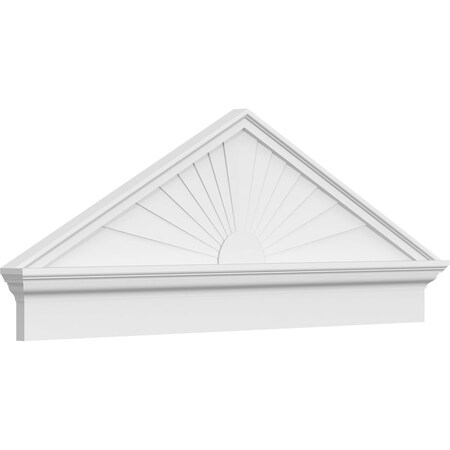 Ekena Millwork Peaked Cap Sunburst Architectural PVC Combination Pediment, 52"W x 19-7/8"H x 2-3/4"P (Pitch 6/12) PEDPC052X200PKC01